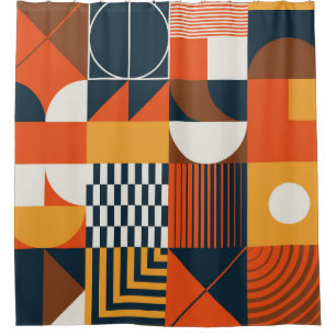 Neo geo: vintage abstract composition shower curtain