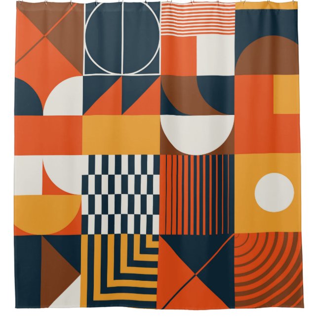 Neo geo: vintage abstract composition shower curtain (Front)