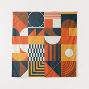 Neo geo: vintage abstract composition tapestry
