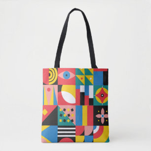 Neo Geometric Colourful Shapes Illustration Tote Bag