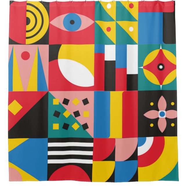 Neo Geometric Illustration. Geometric shapes and p Shower Curtain (Front)