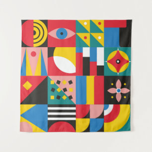Neo Geometric Illustration. Geometric shapes and p Tapestry