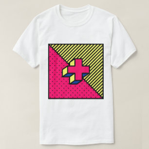 Neo Memphis Cross /Plus Sign Motif T-Shirt