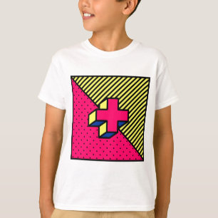 Neo Memphis Cross /Plus Sign Motif T-Shirt