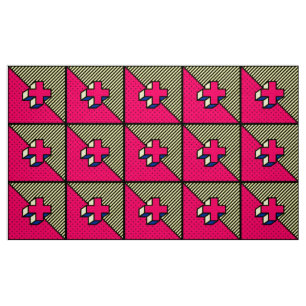 Neo-Memphis Patch Pattern - Cross/Plus sign Fabric