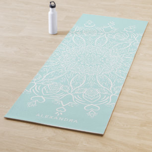 Neo Mint and White Personalised Boho Mandala Yoga Mat