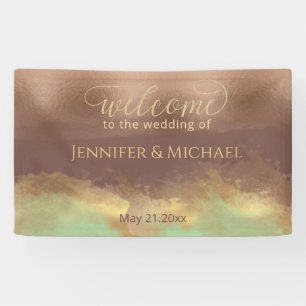 Neo mint cinnamon rose gold foil watercolor banner