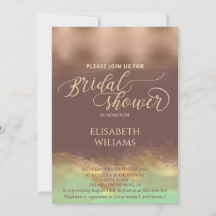 Neo mint cinnamon rose gold foil watercolor invitation
