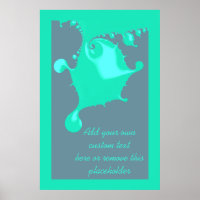 Neo Mint Fractal Wet Paint Drip with Quote