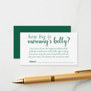 Neo Mint Green Baby Shower Guess Mommys Belly Enclosure Card