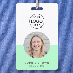 Neo Mint Green ID   Modern Trendy Minimalist Photo ID Badge