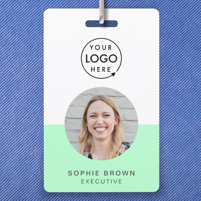 Neo Mint Green ID | Modern Trendy Minimalist Photo ID Badge (Creator Uploaded)