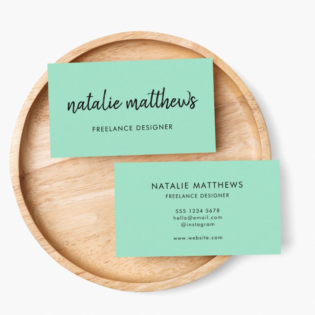 Neo Mint | Minimalist Modern Stylish Handwritten Business Card (Creator Uploaded)