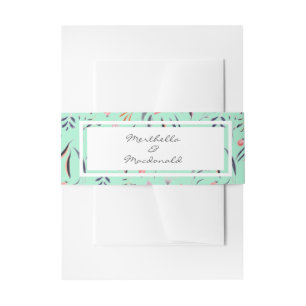 NEO MINT Personalised Floral WEDDING Invitation Belly Band