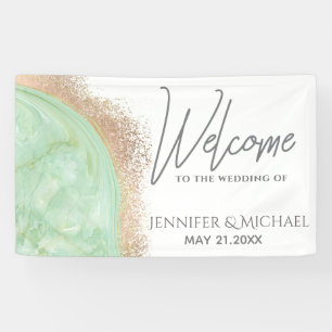 Neo mint rose gold marble agate calligraphy banner