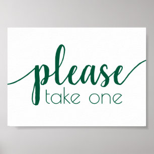 Neo Mint Script Green Please Take One Table Sign