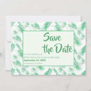 Neo Mint Tropical Palm Leaves Save the Date  Invitation