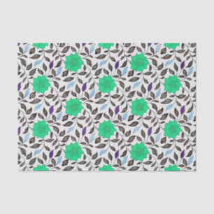 Neo Mint Vintage Style China Poppy Floral Pattern  Tissue Paper