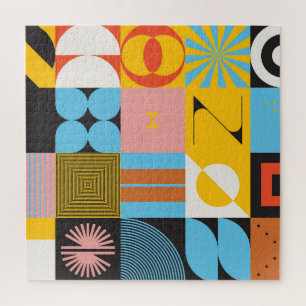 Neo-Modern Abstracts: Geometric Jazz Jigsaw Puzzle
