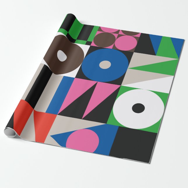 Neo Modernism artwork pattern made with abstract g Wrapping Paper (Unrolled)