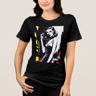 Neo Noir Retro Pop Art Woman Tri-Blend Shirt
