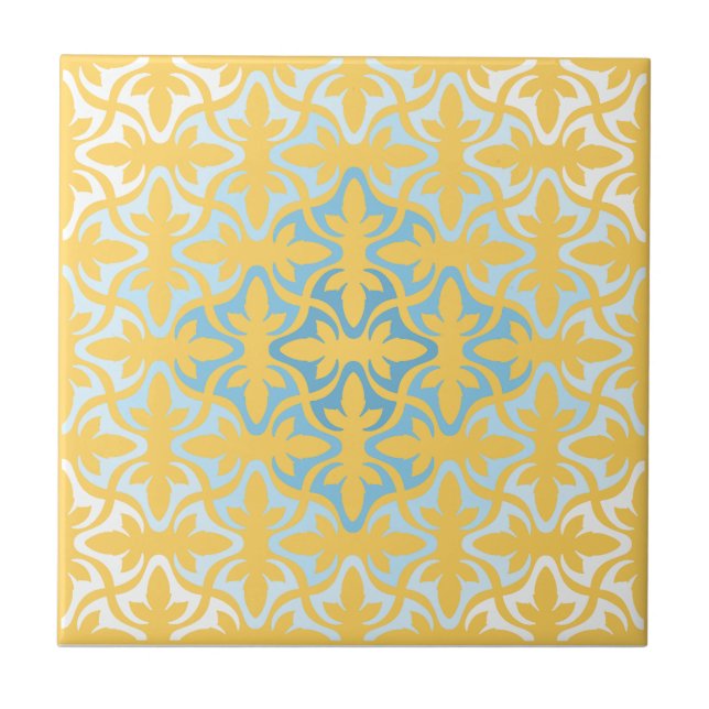 Neo Retro Gold Floral Ethnic Sanur Motifs Tile (Front)