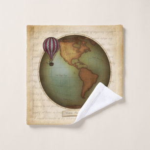 Neo-Victorian Western Hemisphere Map Steampunk Wash Cloth