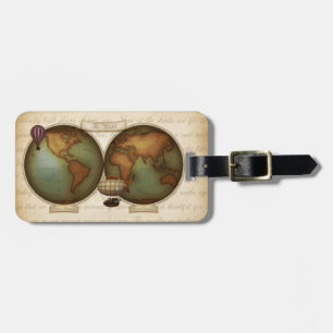 Neo-Victorian World Map Personalised Steampunk Luggage Tag