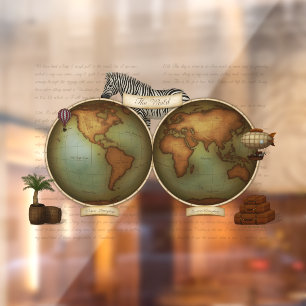 Neo-Victorian World Traveller's Atlas Window Decal