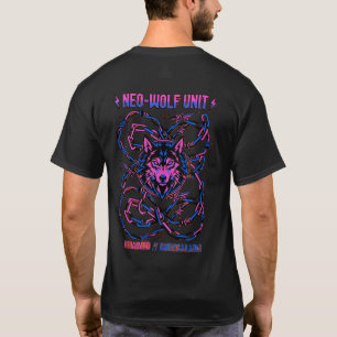 Neo Wolf Unit Shirt – Neon Cyberpunk Wolf Graphic 