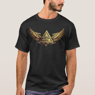 NeoAnkh Egyptian Eye of Horus Gold Winged Pyramid  T-Shirt