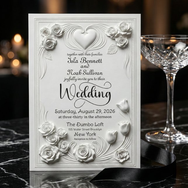 Neoclassical White Floral Baroque Romance Invitation (Creator Uploaded)