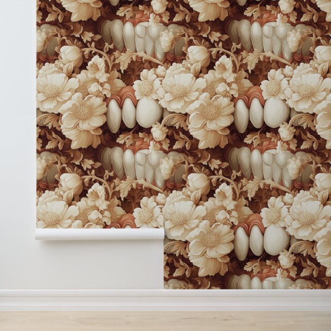 Neoclassicism Flowered Teeh Dental Clinic Decor Wallpaper (Application)