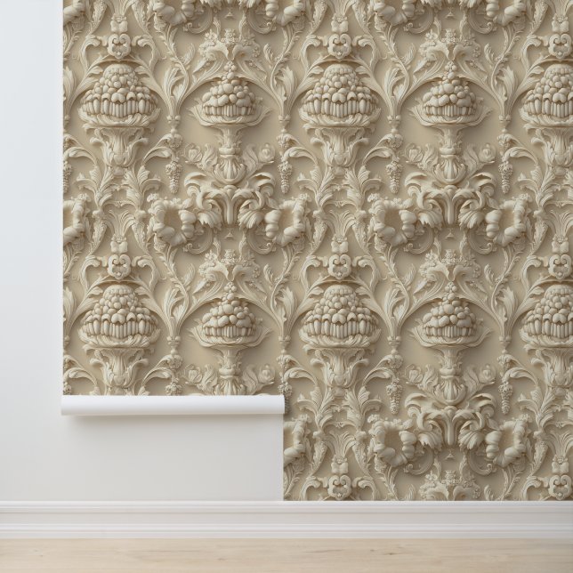 Neoclassicism Flowered Tooth Dental Clinic Decor Wallpaper (Application)