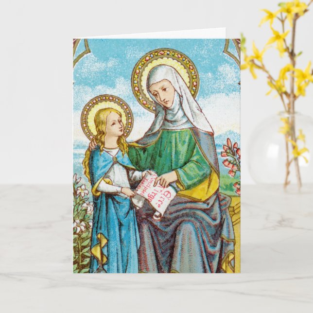 NeoGothic St. Anne and Young Mary (SAU 29) Card (Yellow Flower)