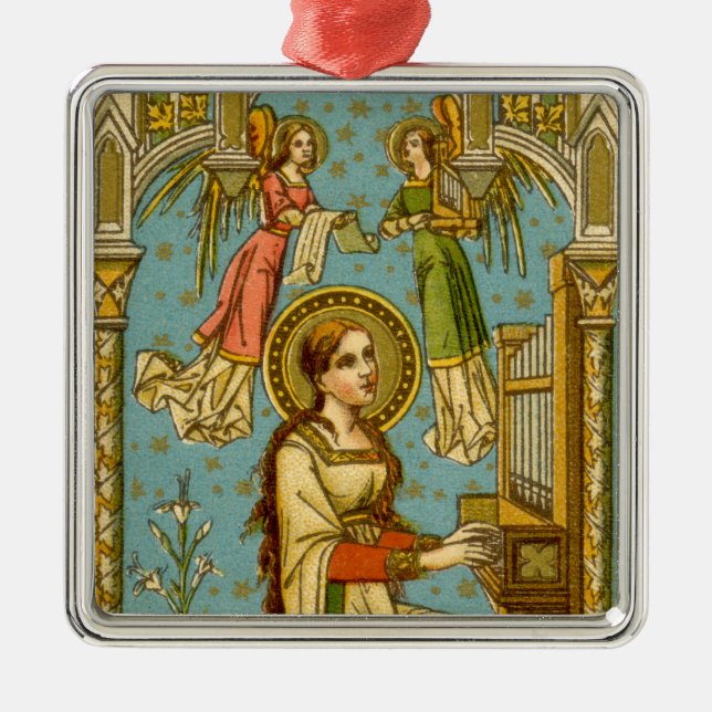 NeoGothic St. Cecilia of Rome (detail; BNG 02) Metal Tree Decoration (Front)