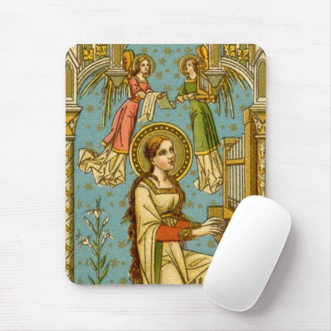 NeoGothic St. Cecilia of Rome (detail; BNG 02) Mouse Mat (With Mouse)