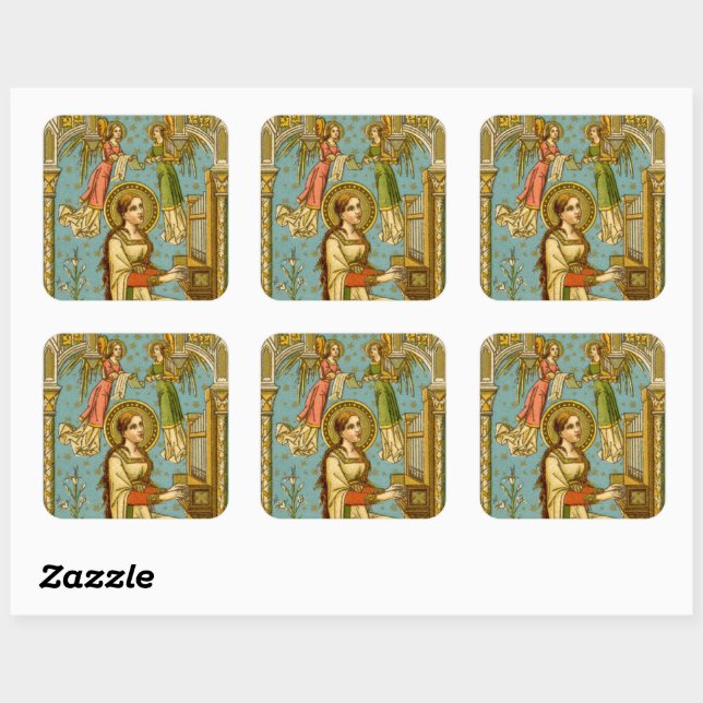 NeoGothic St. Cecilia of Rome (detail; BNG 02) Square Sticker (Sheet)