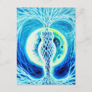 Neolithic goddess with moon postcard