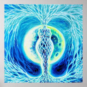 Neolithic goddess with moon poster