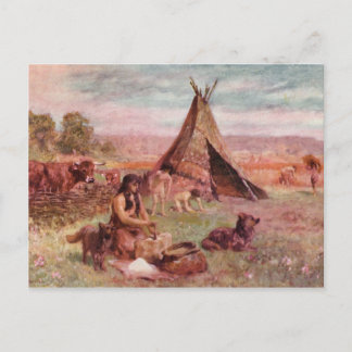 Neolithic Homestead Antique Print Postcard