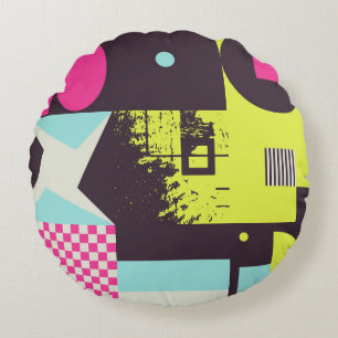 Neomodern aesthetics of brutalism design poster co round cushion
