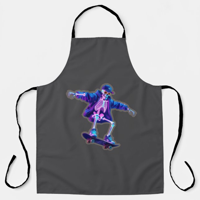 Neon 3D Skeleton Skateboarding – Funny Streetwear  Apron (Front)