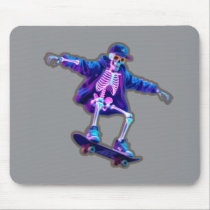 Neon 3D Skeleton Skateboarding – Funny Streetwear Mouse Mat