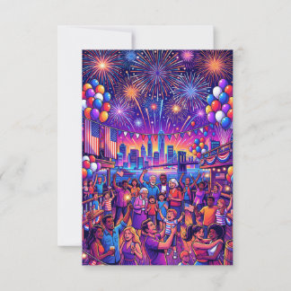 Neon 4th of July Independence Day Celebration Invitation