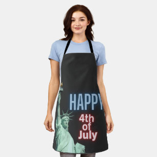 Neon 4th of July Liberty Statue  Apron