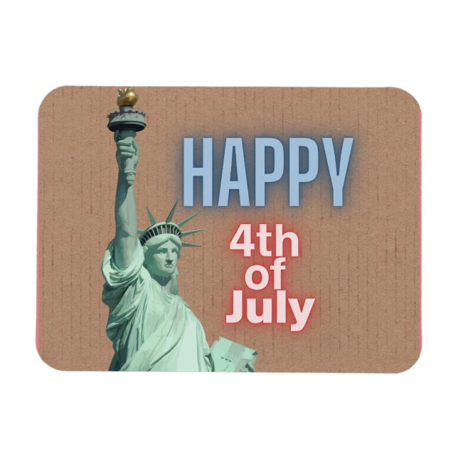Neon 4th of July Liberty Statue  Magnet (Horizontal)