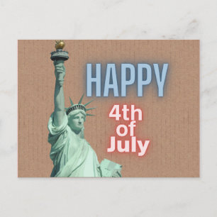Neon 4th of July Liberty Statue Postcard
