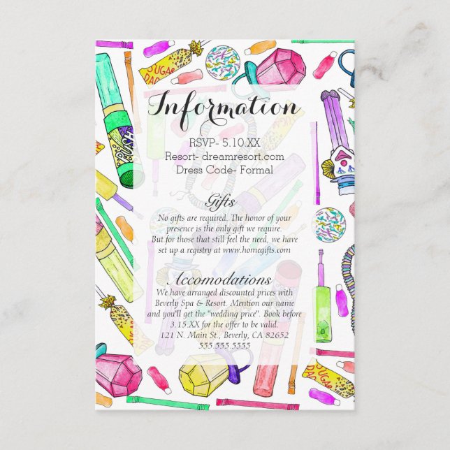 Neon 80's 90's Retro Funny Candy Pattern Enclosure Card (Front)