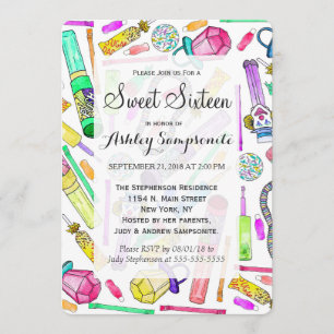 Neon 80's 90's Retro Funny Candy Pattern Invitation